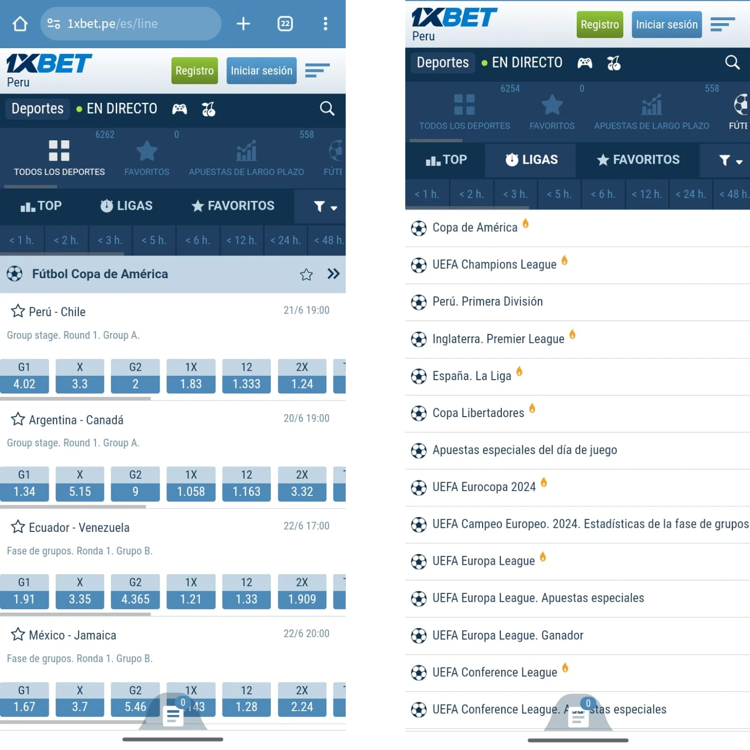Apuesta al fútbol en 1xbet Perú
